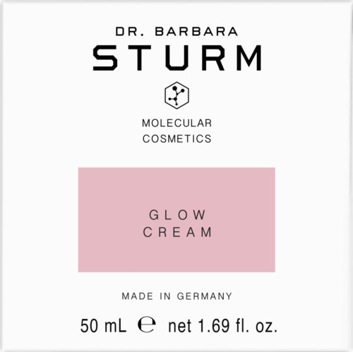 A cosmetic product named Glow Cream by Dr. Barbara Sturm, made in Germany, with 50 mL size and simple label.