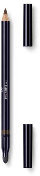 A black pencil with a striped pattern, with a cap and a separate eraser. The pencil has the word 'Dermablend' on it.
