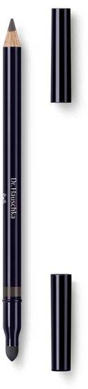 A dark blue pencil with three black caps nearby, one on top and two at the bottom.