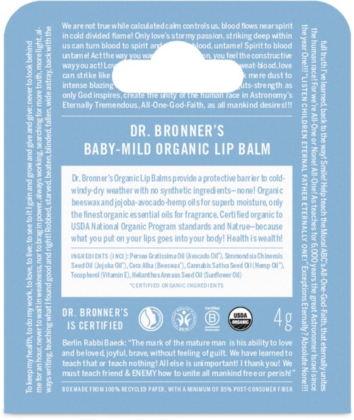 Dr. Bronner's Baby-Mild Organic Lip Balm 4 g