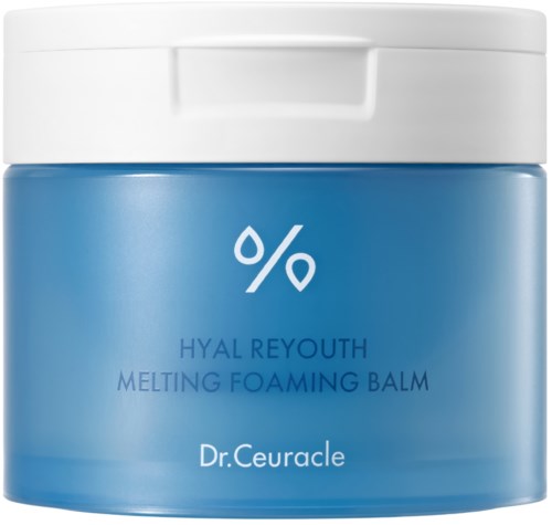 Blaue Dose mit weißem Deckel, gekennzeichnet mit Hyal Reyouth Melting Foaming Balm von Dr.Ceuracle.