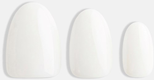 Three white objects of different sizes, shaped like rounded triangles, side by side.