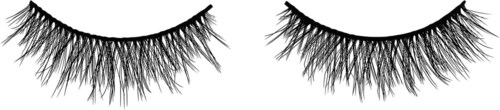 This is an illustration of closed eyes with long eyelashes on a black and white background.