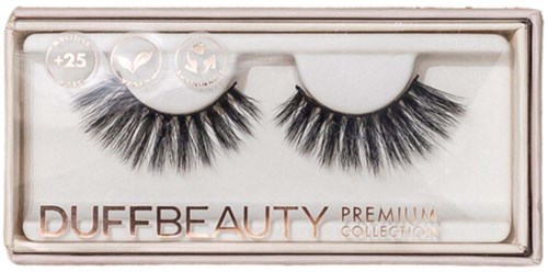 Box of false eyelashes with a white case, labeled DUBB BEAUTY, containing two pairs for makeup use.