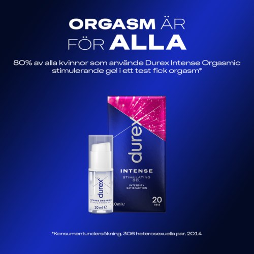 Text über Durex Intense Stimulating Gel und dessen Verwendung für weiblichen Orgasmus, inklusive Statistik.