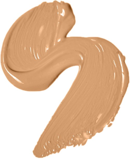 Värivä beige-meikkituote tai meikkipohja valkoisella taustalla.