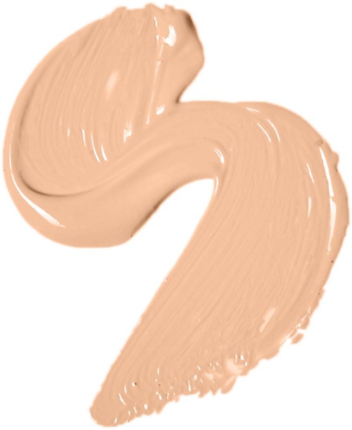 Beige nesteväri meikkivoide tai meikkipohja, kaksi vedosta, sileä ja kiiltävä.