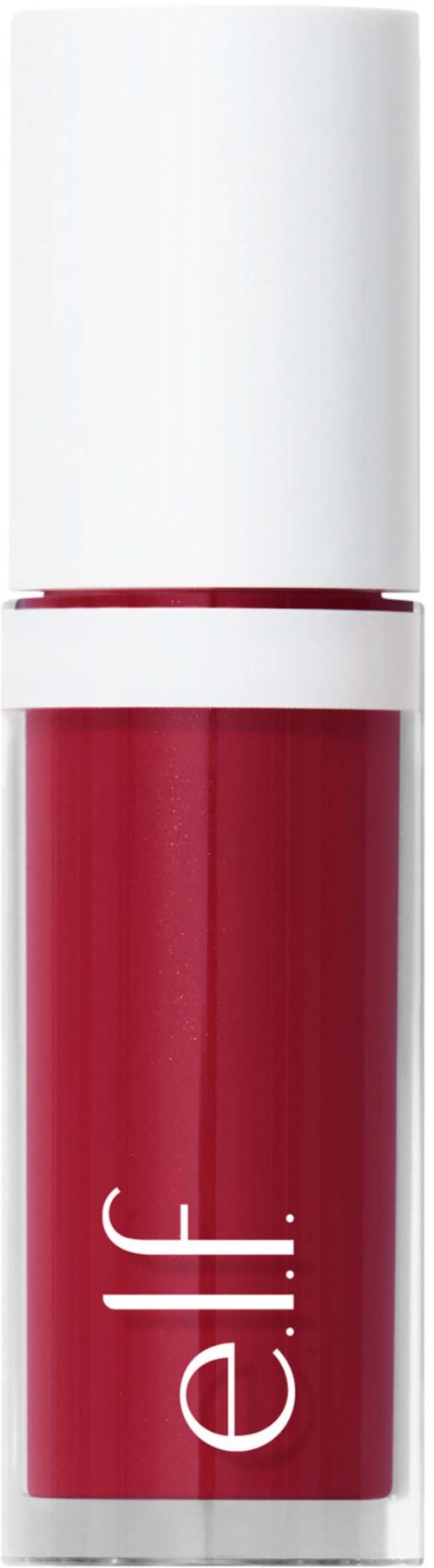 A red lipstick tube with a white cap and the brand name 'e.l.f.' written vertically on the tube.