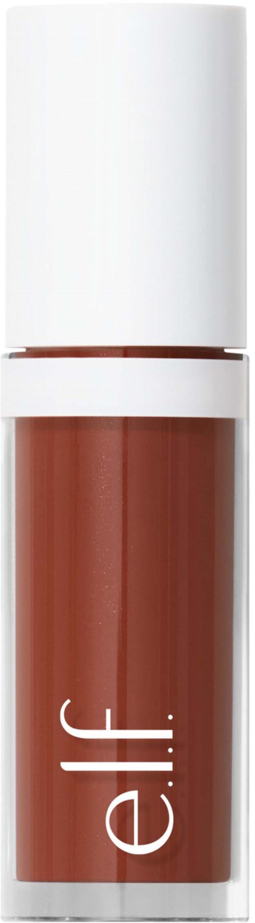 A brown lipstick tube with a white cap and the brand name 'e.l.f.' written on it.