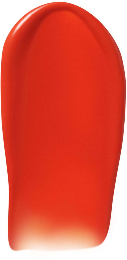 A red shoe with a smooth, rounded toe and a slightly shiny surface.