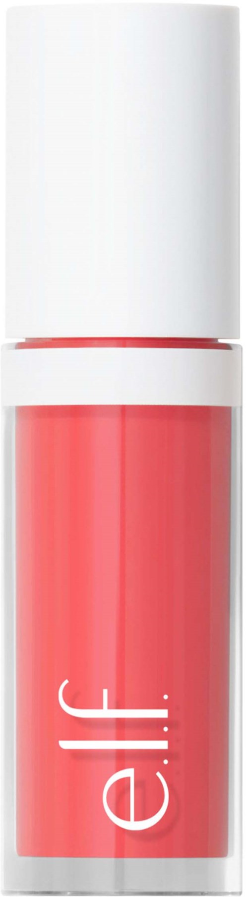 A pinkish lip gloss in a clear tube with a white cap, labeled 'elf'.