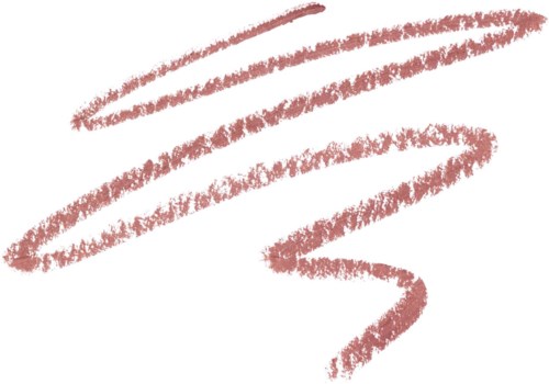 A brownish-red, spiral chalk-like drawing with three curved lines on a white background.