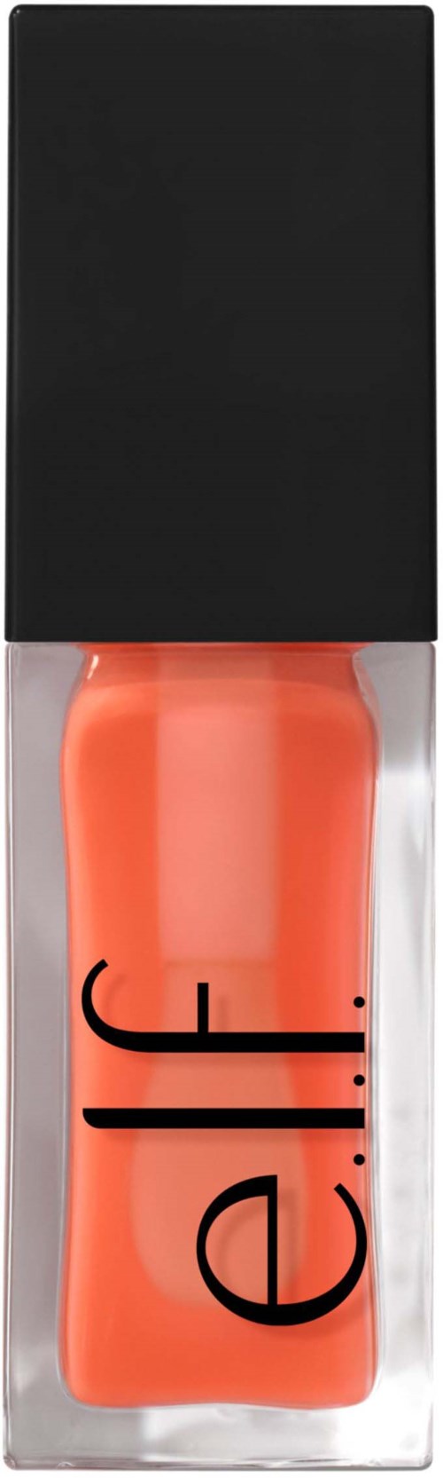 A bottle of peach-colored nail polish with a black cap and label, containing the brand name "e.l.f.".