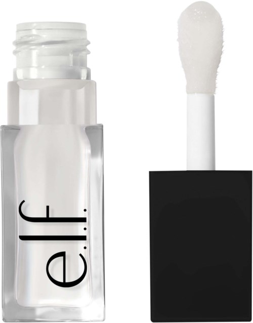 A small clear bottle with a black cap and a foam applicator on top.