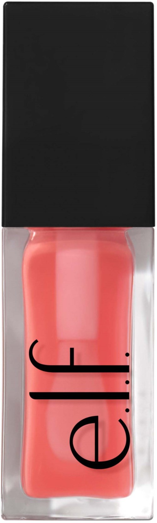 Pink nail polish in a clear bottle with black and red accents, labeled 'e.l.f.' on the front.