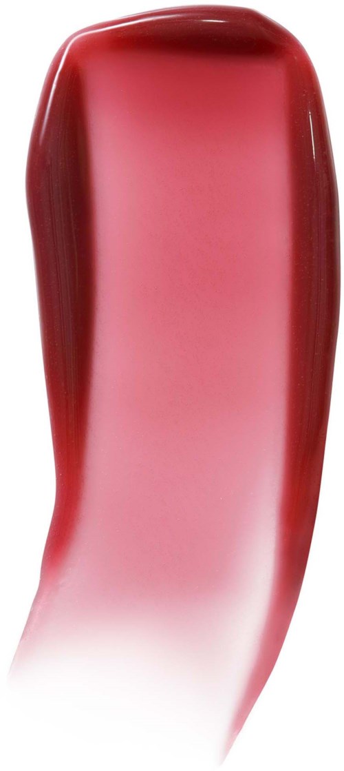 En röd och rosa glaskonstnärsskapelse med släta, flytande kurvor och en förlängd form.