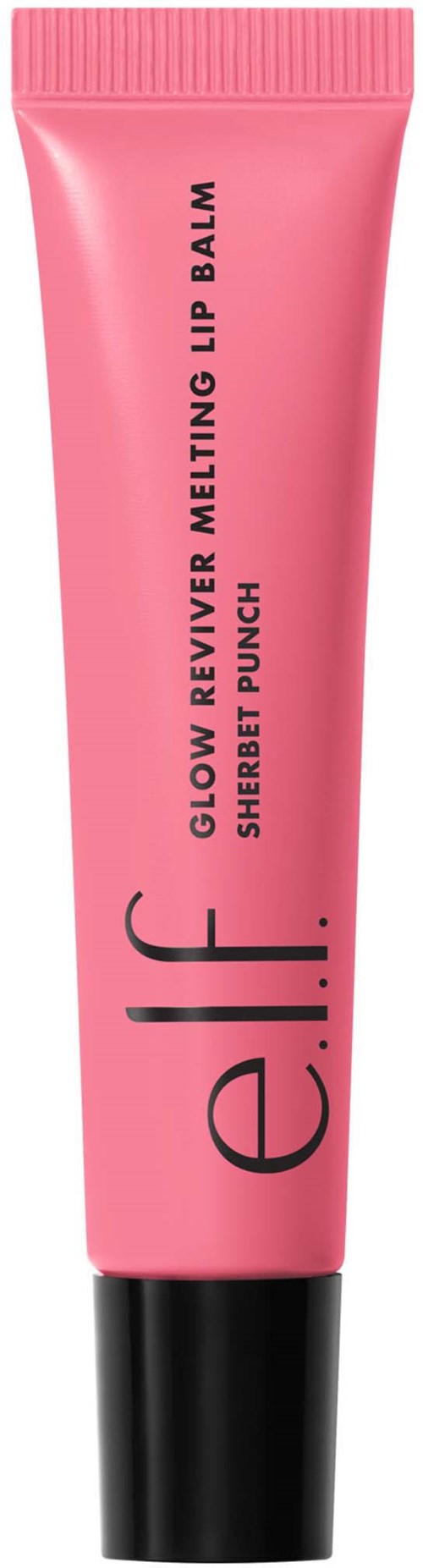 Pink tub med glansreverb smältande läppbalsam med svart lock, märkt sherbet punch.