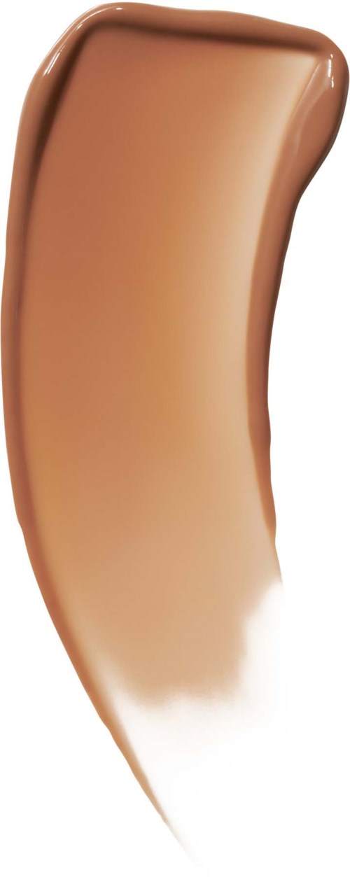 Kaareva meikkivoideharja beige-värillä ja pyöristetyillä reunoilla.