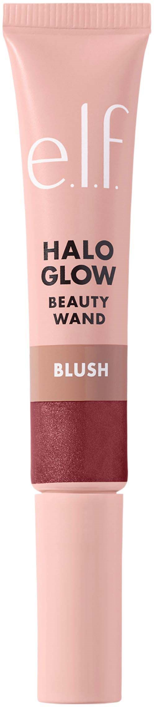 Vaaleanpunainen elf Halo Glow Beauty Wand -putki sävyssä blush. Se on meikkituote hehkuvan, ruusuisen ilmeen saavuttamiseksi.