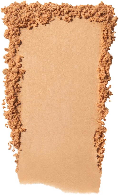 Kortinomainen beige paperi, ympärillä irtonainen ruskea jauhe, mahdollisesti meikkituote. Paperi on siisti ja sileä.