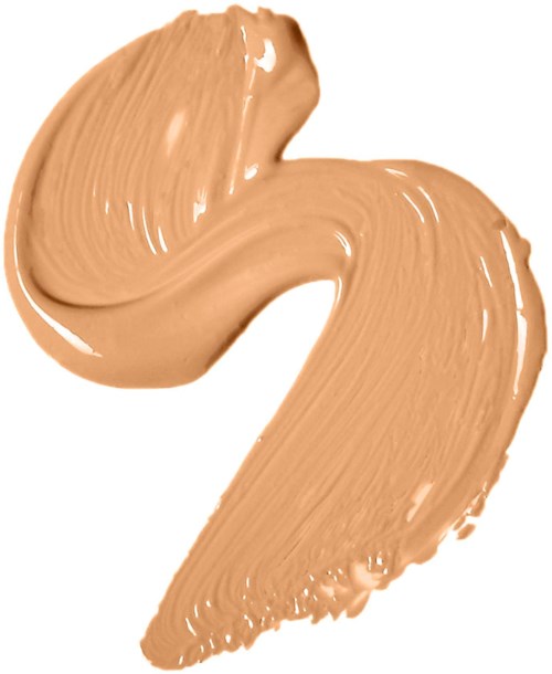 Suuri, kaareva beige-meikkia tai maalia valkoisella taustalla.