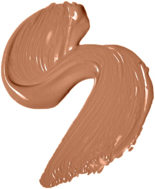 Kaksi ruskeaa maalausliikettä muodostavat yksinkertaisen, abstraktin muodon valkoiselle taustalle.