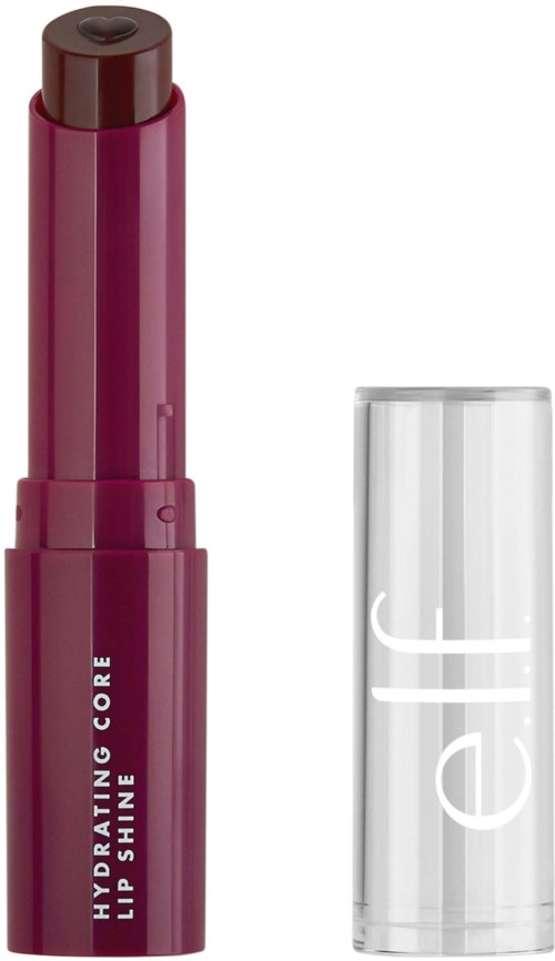 En rosa läppstift med ett transparent silverlock next to it, visar varumärke och produktinformation.