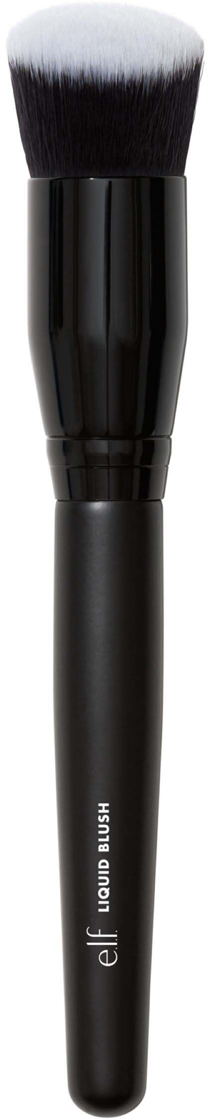 A black makeup brush with white bristles, the handle has the brand name 'e.l.f. Mocha Brush'.