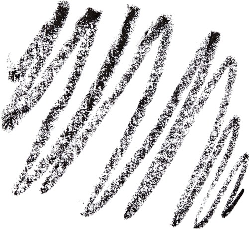 Svarta och vita penssträck diagonalt över bilden.