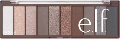 A makeup palette with seven eyeshadow shades ranging from light to dark, including matte and shimmer finishes.
