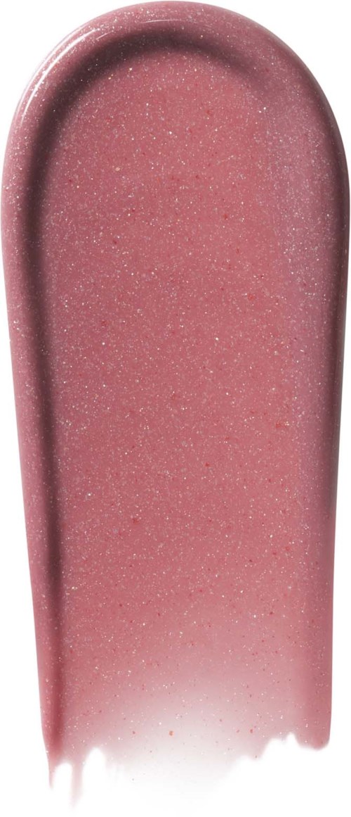 Pink flip-flop with glitter, standing upright. The toe part is rounded, and the sole is flat.