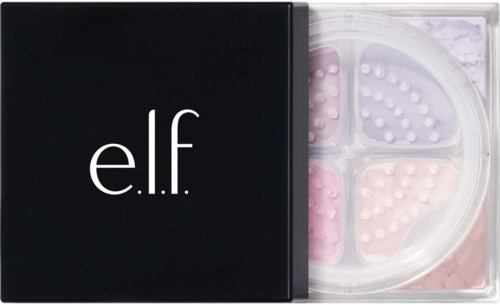 A black and clear container with blush colors and textured design, labeled e.l.f. on the box.