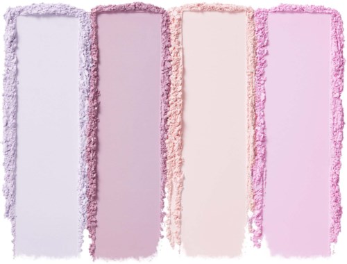 Four pastel-colored rectangular blocks with fluffy borders, aligned side by side on a white background.