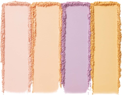 Four colorful vertical stripes with fuzzy edges in pink, orange, purple, and yellow. Bright and cheerful design.