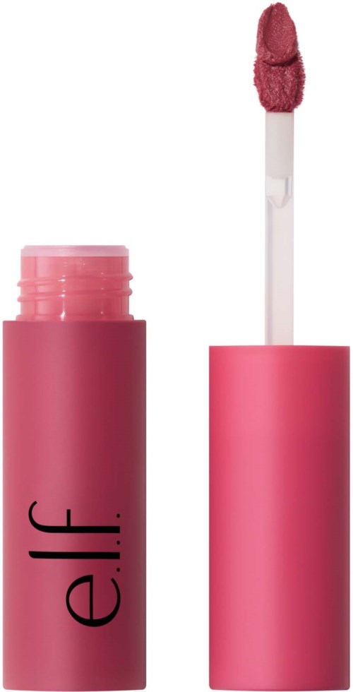 Läppglansapplikator med rosa gloss i, på ett rosa rör.