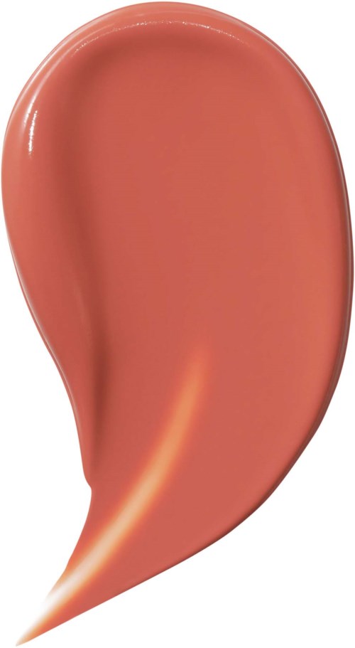 A droplet-shaped smear of pinkish liquid with a shiny surface and a slight yellowish glow at the bottom.