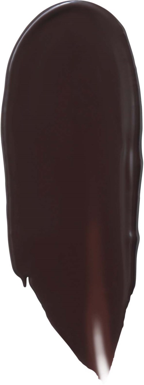 A dark brown, elongated object with smooth surface, tapering at one end and broader at the other.