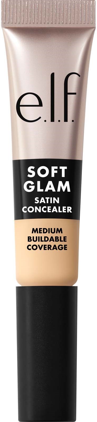 e.l.f. Soft Glam Satin Concealer putki, keskivahva peittävyys.