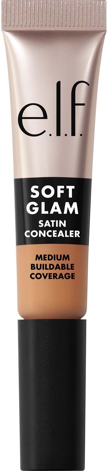 e.l.f. Soft Glam Satin Concealer -putki beigetäytöllä, keskituplaan soveltuva.