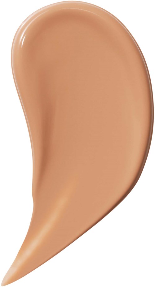 Beige, pisaramainen meikkivoide näyte sileällä tekstuurilla ja kiiltävällä pinnalla.