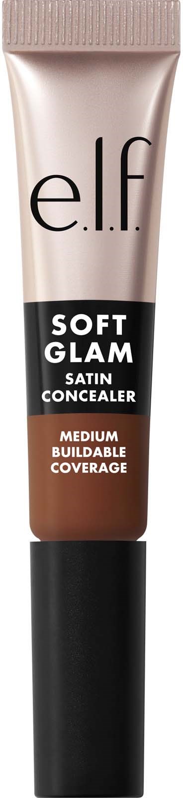 e.l.f. Soft Glam Satin Peitevoideputki, jossa keskitasoinen peittävyys ja beige-ruskea ulkoasu.