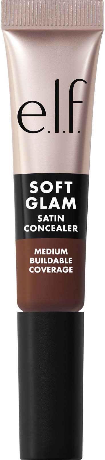 e.l.f. Soft Glam Satin Concealer -putki, vaaleanruskea väri, keskivoimakkuus.