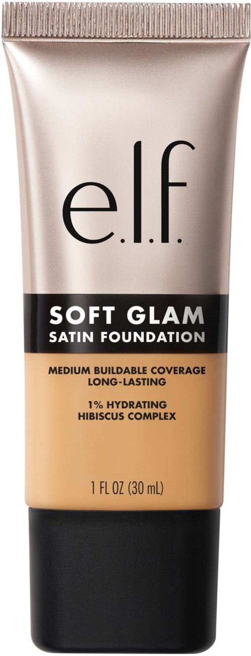 e.l.f. Soft Glam Satin Foundation -putki, joka tarjoaa pitkäkestoista ja kosteuttavaa peittoa.