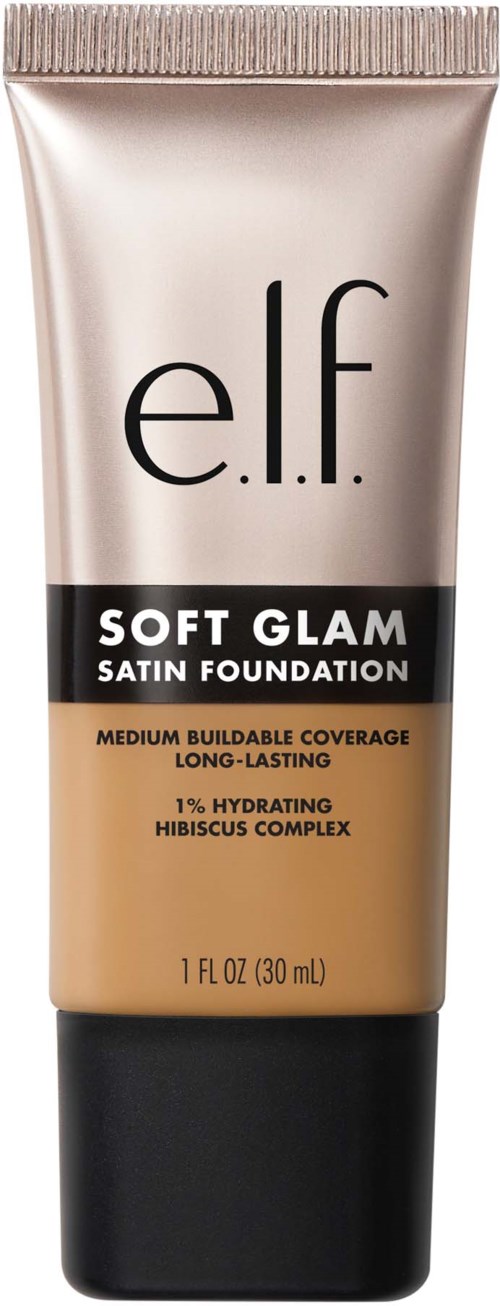 e.l.f. soft glam satiinipohjan voideputki mustasta, beigestä ja ruusukullasta.