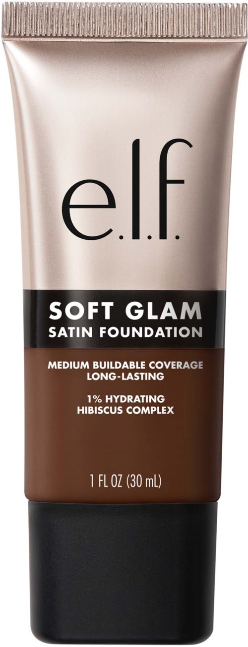 e.l.f. Soft Glam Satin Foundation -putkilasi, keskikertakestävyys ja pitkäkestoinen kosteutus.