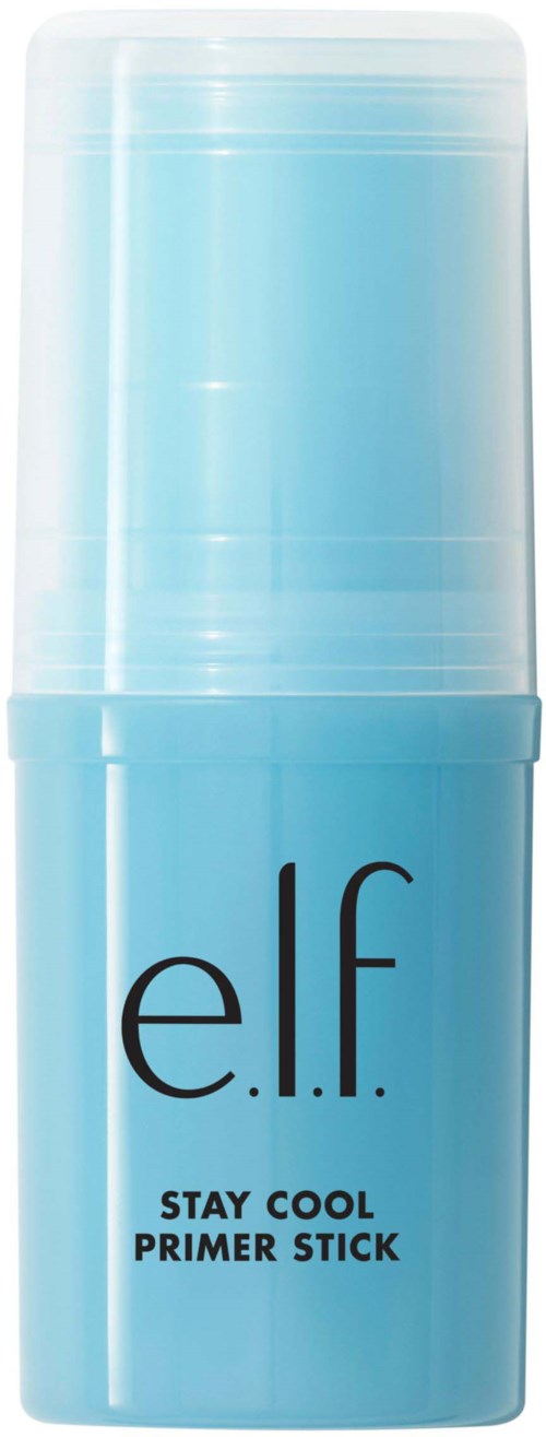En blå deodorantstift märkt 'e.l.f. Stay Cool Primer Stick' med ett klart lock.