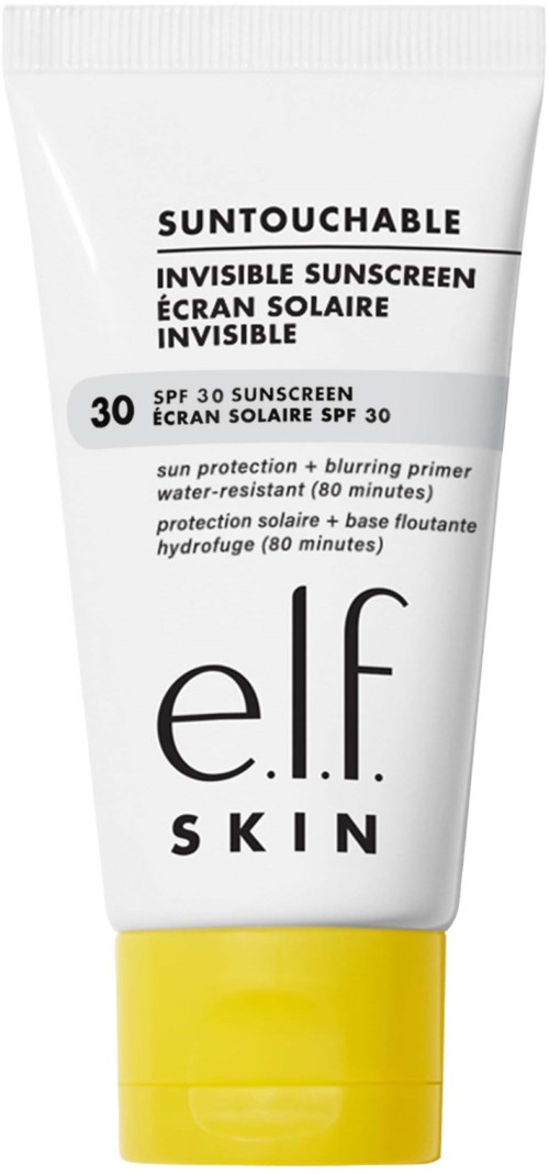 En tube av elf skin osynlig solkräm med SPF 30, för solskydd och hudvård.