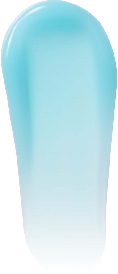 A light blue, elongated, oval-shaped object with a glossy surface and a gradient fade at the bottom.