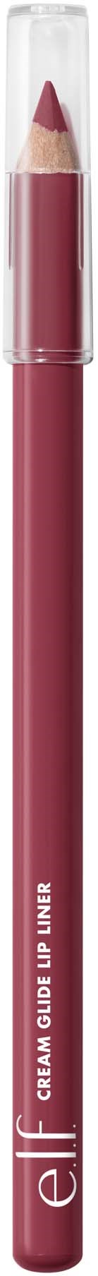 A pink lip liner pencil with a clear cap. The brand name "e.l.f." and product name "SCULPT CURL LIP LINER" are visible.