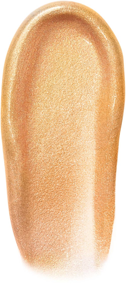 Beige, kiiltävä meikkituote, mahdollisesti luomiväri tai highlighter, pyöreällä pinnalla.